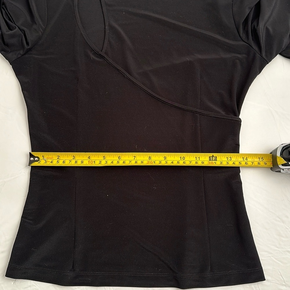 Karen Robertson black stretch fitted cut-out top M - Picture 8 of 12